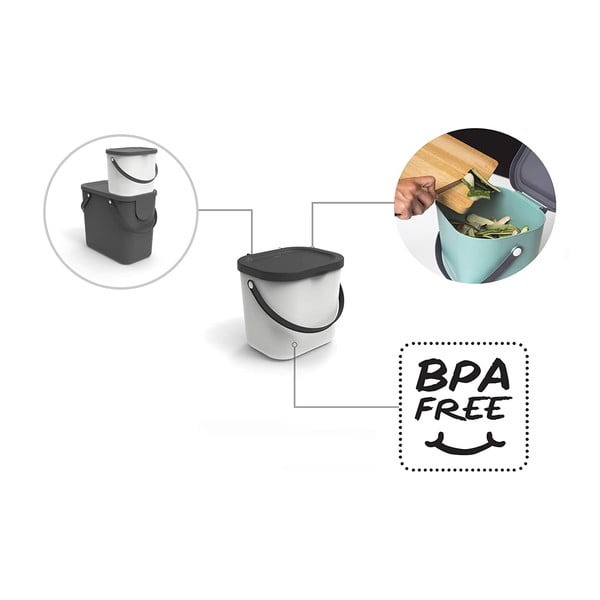 Contenitore per rifiuti verde compostabile da 6 l Albula - Rotho-image-4