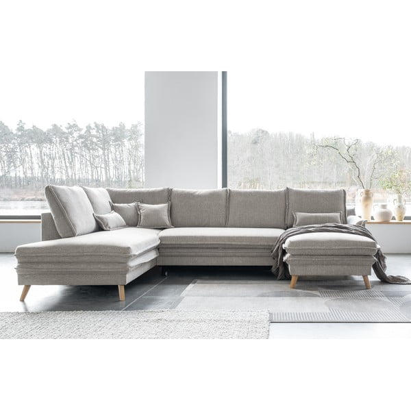 Divano letto angolare beige (angolo sinistro/"U") Charming Charlie - Miuform-image-1
