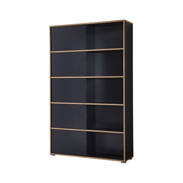 Libreria nera in rovere 120x196 cm Slide - Germania-image-2