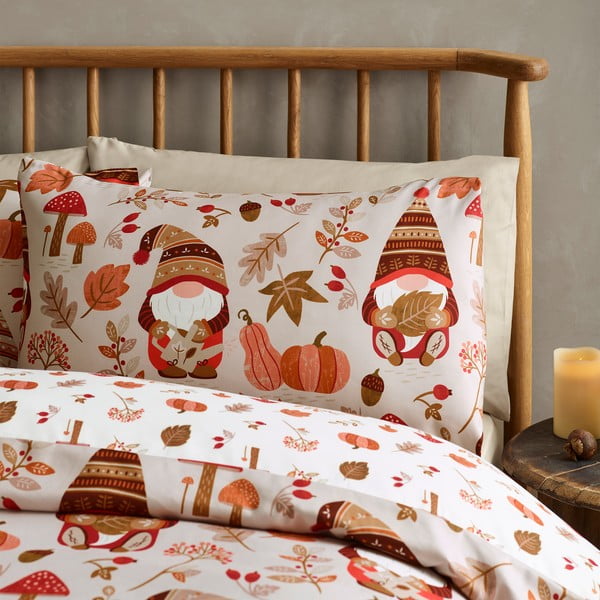Set copripiumino e federa arancione e marrone per letto singolo 135x200 cm Woodland Gonks – Catherine Lansfield-image-3
