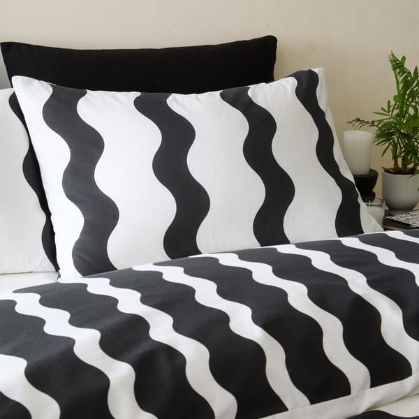Set copripiumino e federa bianco e nero per letto singolo 135x200 cm Waves – Sassy B-image-3