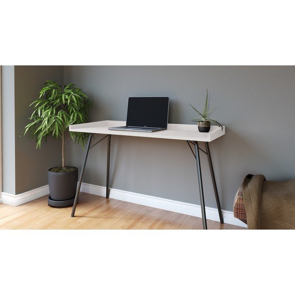 Tavolo da lavoro con piano bianco 52x115 cm Rayburn - Woodman-image-2