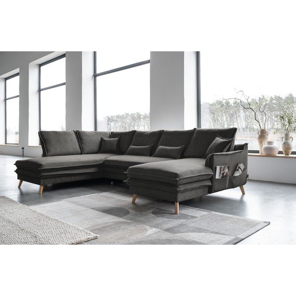 Divano letto angolare grigio scuro (angolo sinistro/"U") Charming Charlie - Miuform-image-3