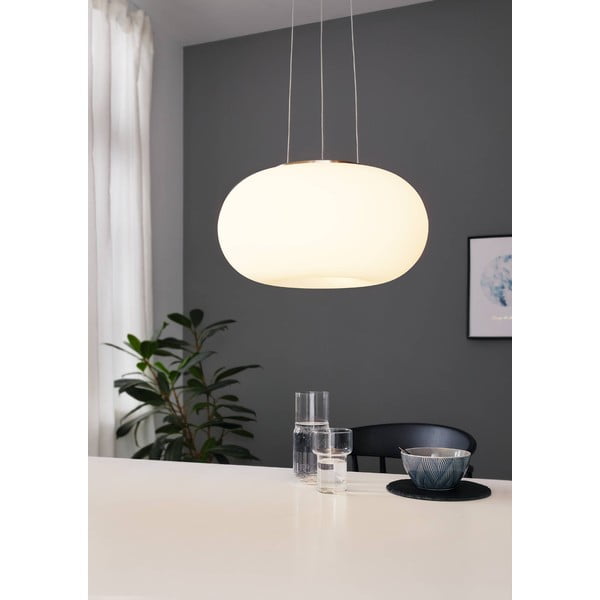 Lampadario bianco/argentato con paralume in vetro ø 37,5 cm OPTICA – EGLO-image-2