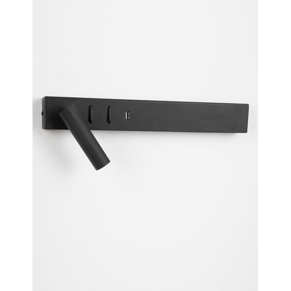 Lampada da parete LED nera opaca in metallo con struttura flessibile/con porta USB Vida – Nova Luce-image-3