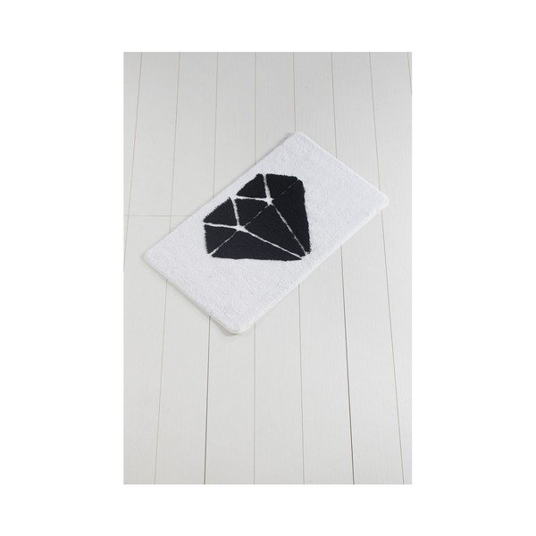 Tappeto da bagno bianco e nero Crasso Heart, 100 x 60 cm - Foutastic