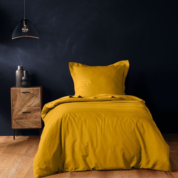 Copripiumino giallo in cotone per letto singolo 140x200 cm Lina – douceur d'intérieur-image-1