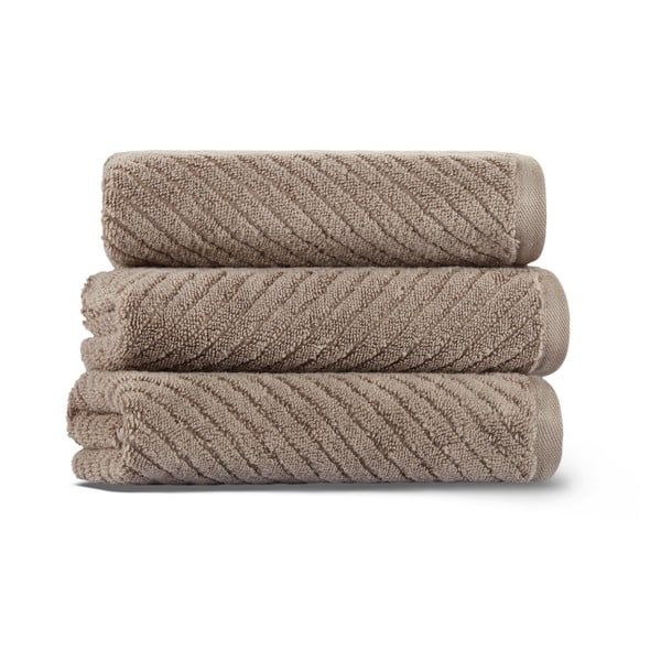 Asciugamano in cotone marrone 71x40 cm Chevron - Foutastic-image-1