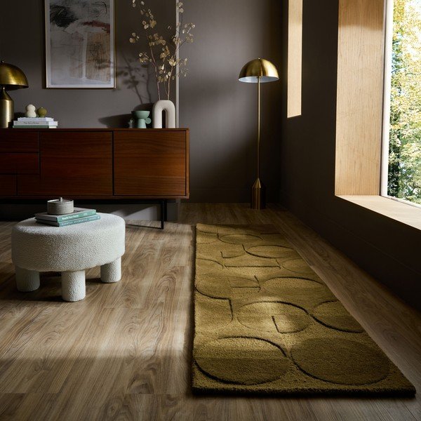 Passatoia verde scuro in lana tessuta a mano 60x230 cm Gigi – Flair Rugs-image-1