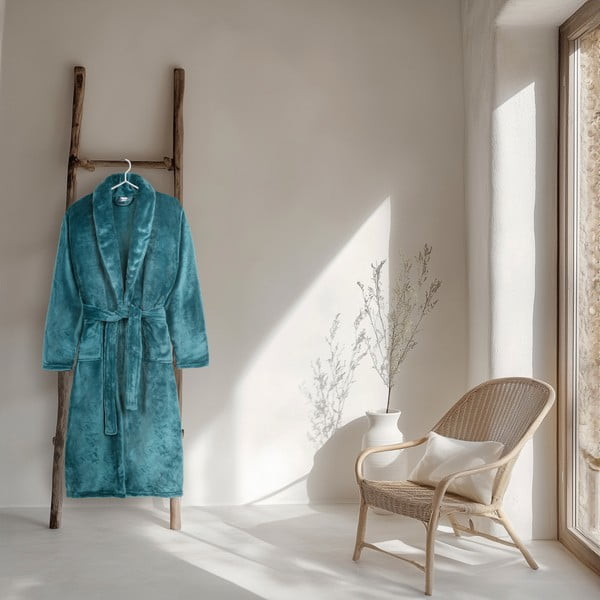 Accappatoio blu in micropile XS/S Polyvelvet – Good Morning-image-1