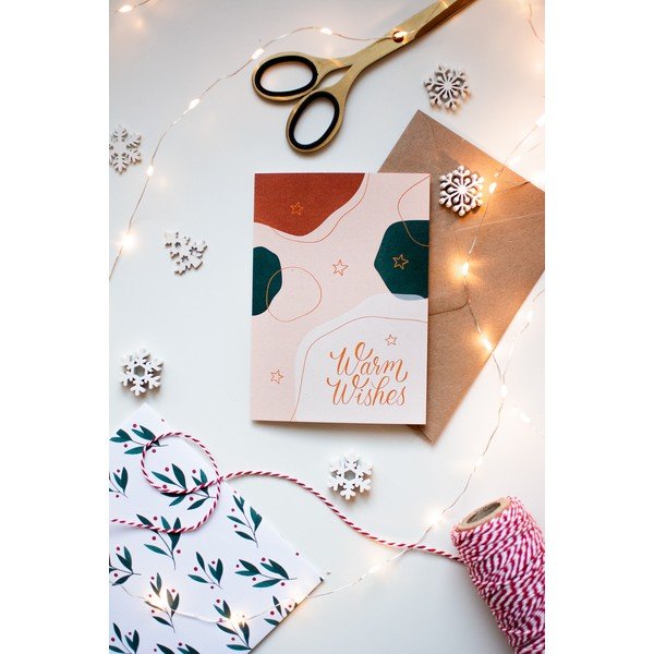Biglietto di Natale in carta riciclata con busta, formato A6 Warm Wishes - Printintin-image-1