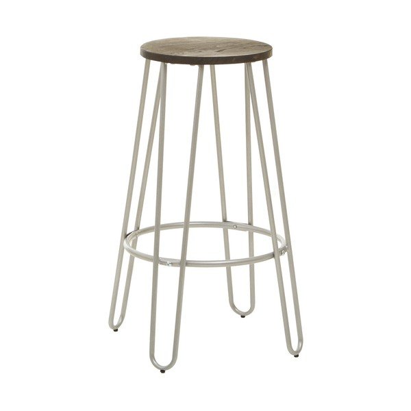 Sedia da bar argentata/di colore naturale in olmo massiccio (altezza della seduta 75 cm) District – Premier Housewares
