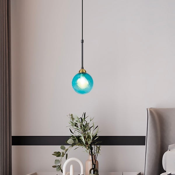 Lampadario blu con paralume in vetro ø 12 cm Twister – Squid Lighting-image-2