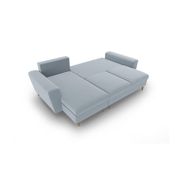 Divano angolare azzurro allungabile e con contenitore con rivestimento in velluto Kyoto – Cosmopolitan Design-image-2