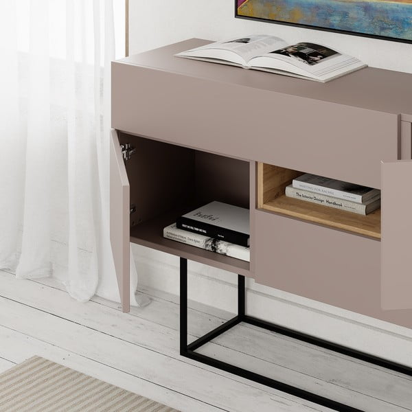 Cassettiera bassa grigio-beige 145x82 cm Titan - Marckeric-image-1