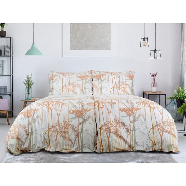 Set copripiumino e federa bianco/color terracotta in crêpe per letto singolo 140x200 cm Caraway – B.E.S.