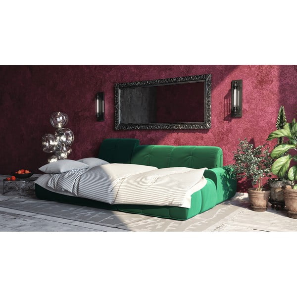 Divano letto angolare in velluto verde scuro Devichy , angolo destro Tous - devichy-image-1