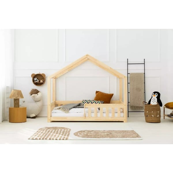 Letto per bambini in legno di pino di colore naturale 90x200 cm Mila RMP - Adeko-image-1