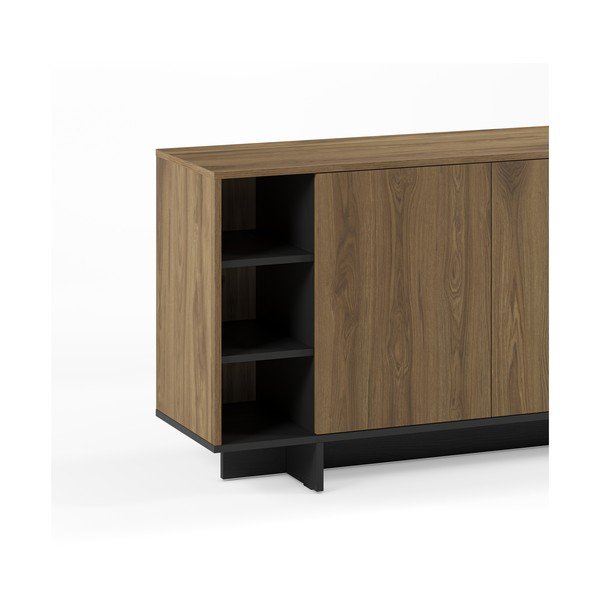Armadietto nero/di colore naturale con effetto rovere 170x80x40 cm Cequoia – Marckeric-image-4