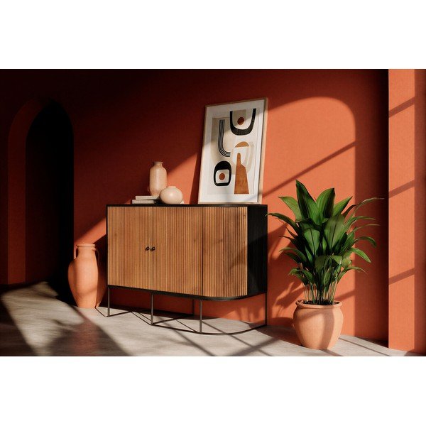 Credenza di colore naturale in mango massiccio 110x90x40 cm Curve – MOME-image-1