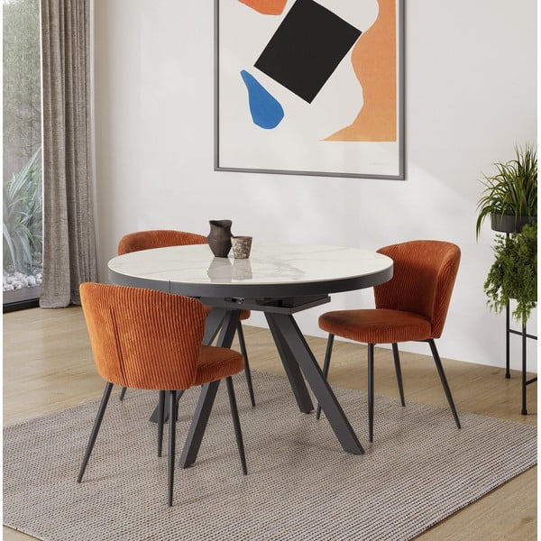 Tavolo da pranzo rotondo allungabile con piano aggiuntivo in ceramica ø 120 cm Bela - Marckeric-image-1