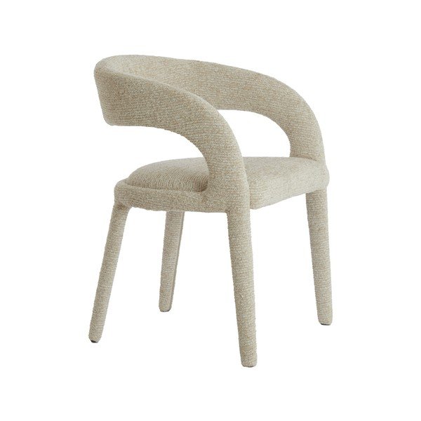 Sedia da pranzo beige imbottito con braccioli Kyran – Light & Living