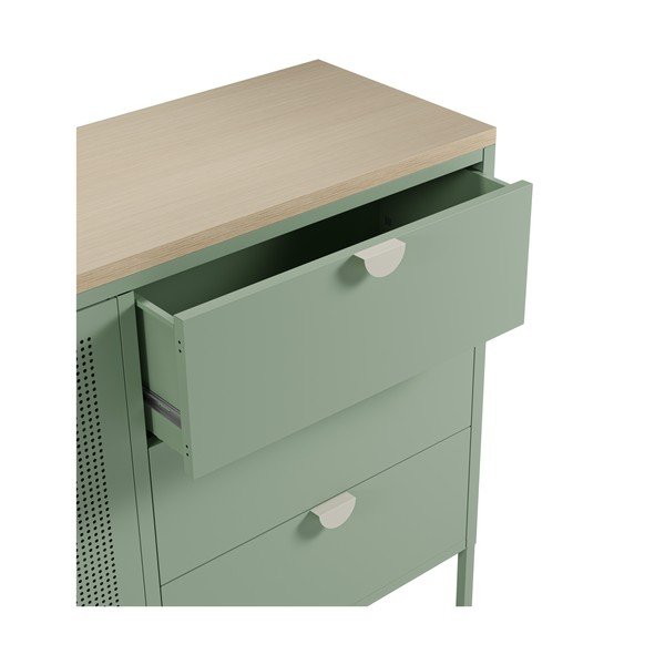 Credenza color menta/di colore naturale in metallo 140x90x40 cm Sayla – Marckeric-image-3
