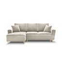 Divano angolare beige allungabile e con contenitore (con penisola a sinistra/con chaise lounge) con rivestimento in velluto Kyoto – Cosmopolitan Design