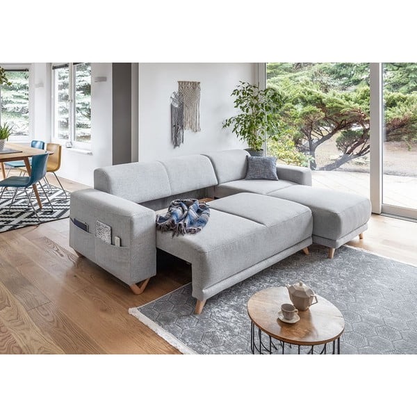 Divano angolare grigio chiaro allungabile e con contenitore Classy Sophie – Miuform-image-4