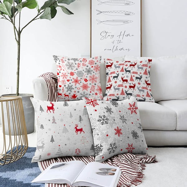 Set di 4 federe natalizie in ciniglia Nordic Christmas, 55 x 55 cm - Minimalist Cushion Covers