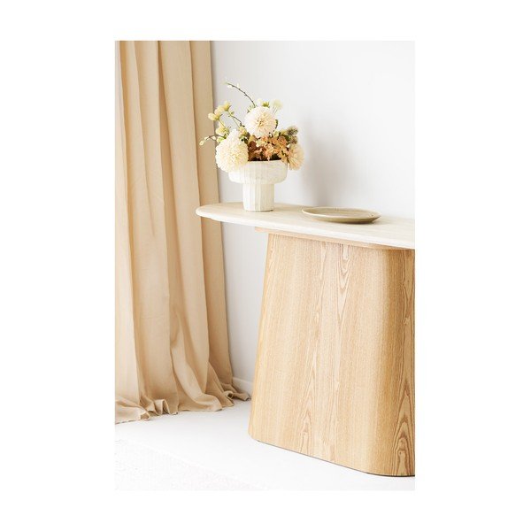 Tavolo consolle color crema/di colore naturale con piano in pietra 40x130 cm Larvik – House Nordic-image-4