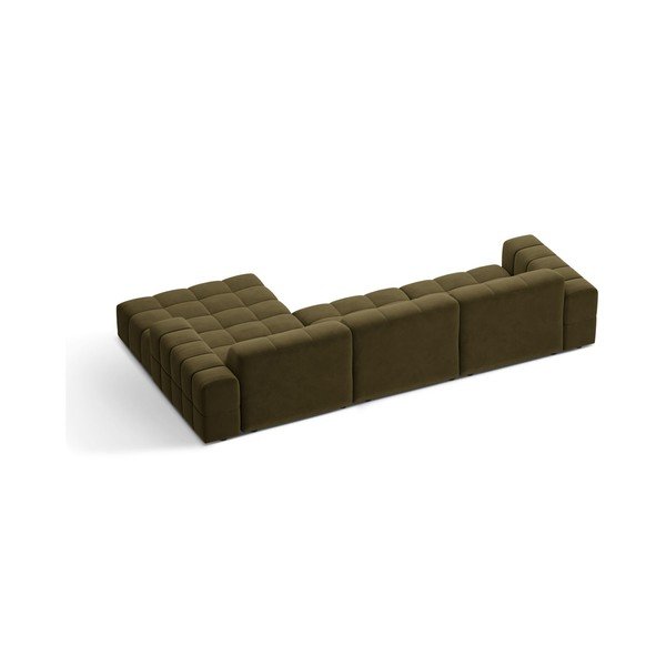 Divano angolare color kaki (con penisola a destra/con chaise lounge) con rivestimento in velluto Chicago – Cosmopolitan Design-image-2