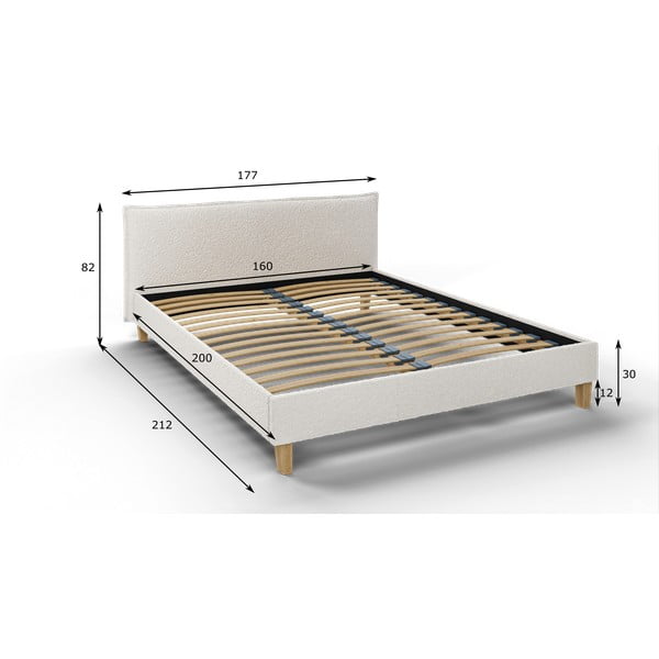 Letto matrimoniale imbottito crema con griglia 160x200 cm Tina - Ropez-image-4