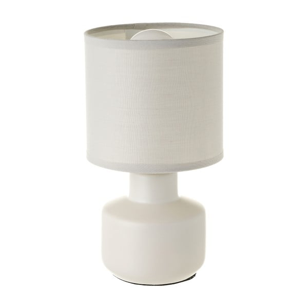 Lampada da tavolo in ceramica color crema con paralume in tessuto (altezza 22 cm) - Casa Selección