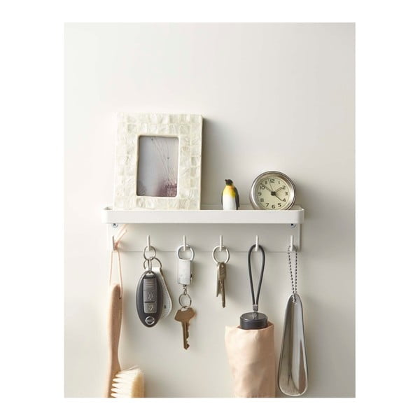 Portachiavi a parete bianco con ripiano Smart - YAMAZAKI-image-4