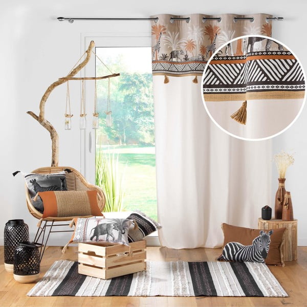 Tenda marrone e di colore naturale in cotone 140x240 cm Kenya Lodge – douceur d'intérieur-image-4