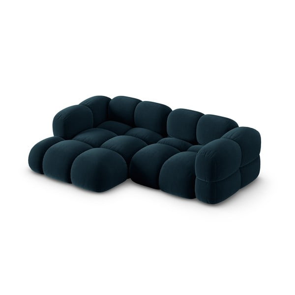 Divano angolare blu scuro (con penisola a sinistra/con chaise lounge) con rivestimento in velluto Loretto – Cosmopolitan Design-image-3