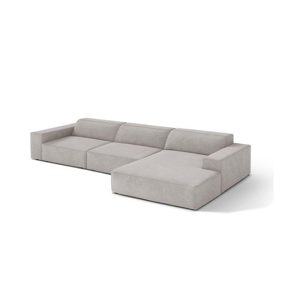 Divano angolare componibile grigio chiaro (con penisola a destra/con chaise lounge) Jodie – Micadoni 