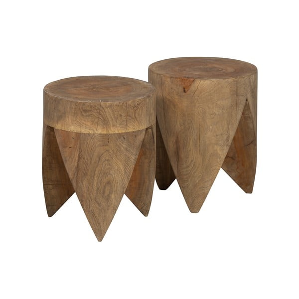 Set di 2 tavoli contenitori rotondi in legno di mango 30x30 cm Trunk - BePureHome
