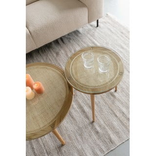Tavolino da salotto rotondo di colore naturale in vetro ø 70 cm Haru – White Label