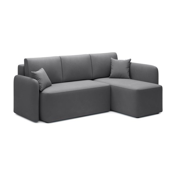 Divano angolare grigio tortora allungabile/con contenitore (con penisola a destra/con chaise lounge) con rivestimento in velluto Hadson – ELTAP-image-2