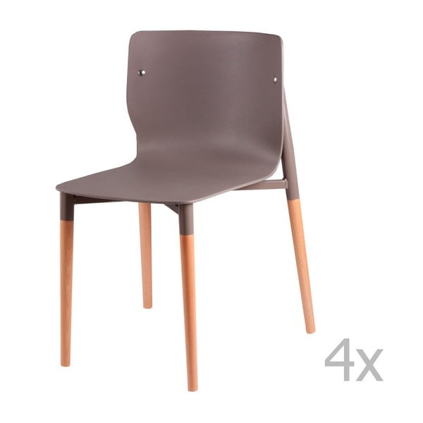 Set di 4 sedie da pranzo grigio chiaro con gambe in legno Alisia - sømcasa