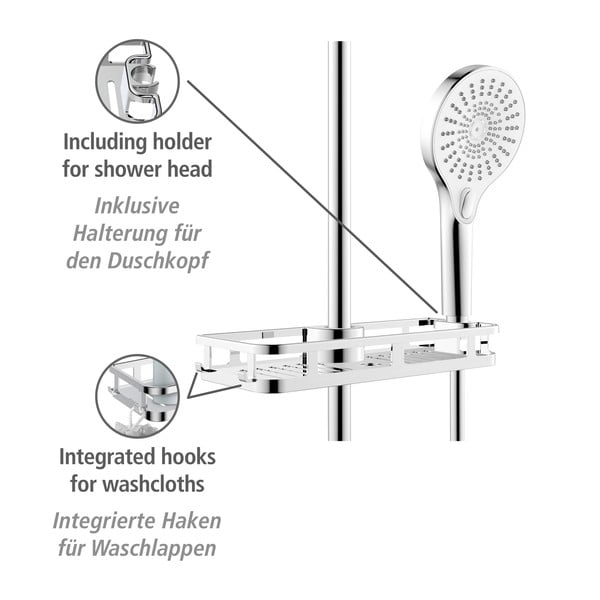 Mensola autoportante in plastica per bagno in argento lucido Libertà - Wenko-image-4