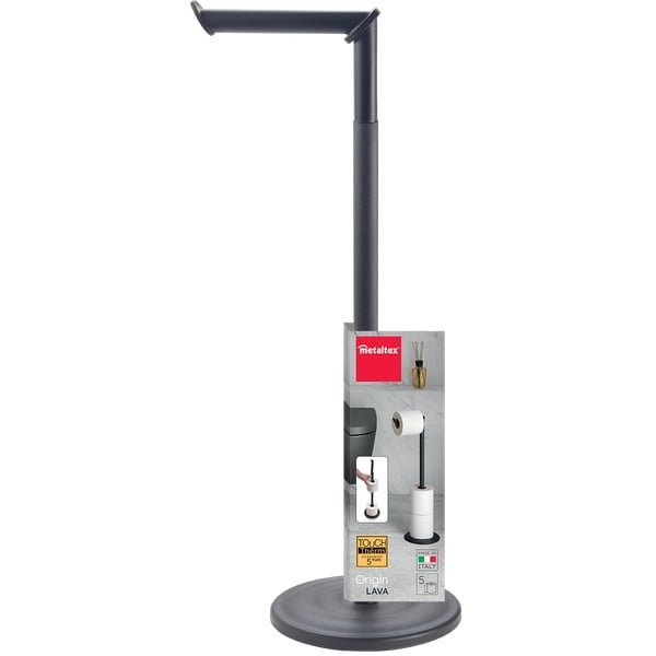 Porta carta igienica nero opaco in acciaio Lava – Metaltex-image-3