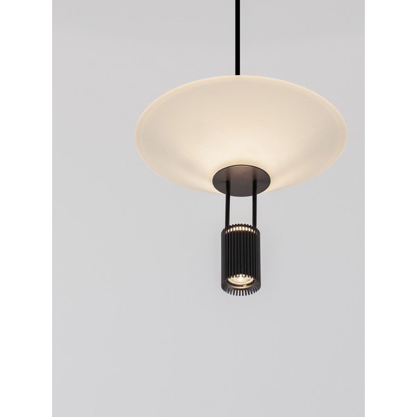 Lampadario LED nero opaco in alluminio con paralume in vetro acrilico ø 22 cm Anafi – Nova Luce-image-2
