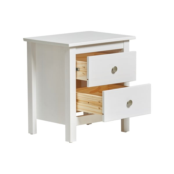 Comodino in legno di pino massiccio bianco con 2 cassetti Berna - Marckeric-image-4