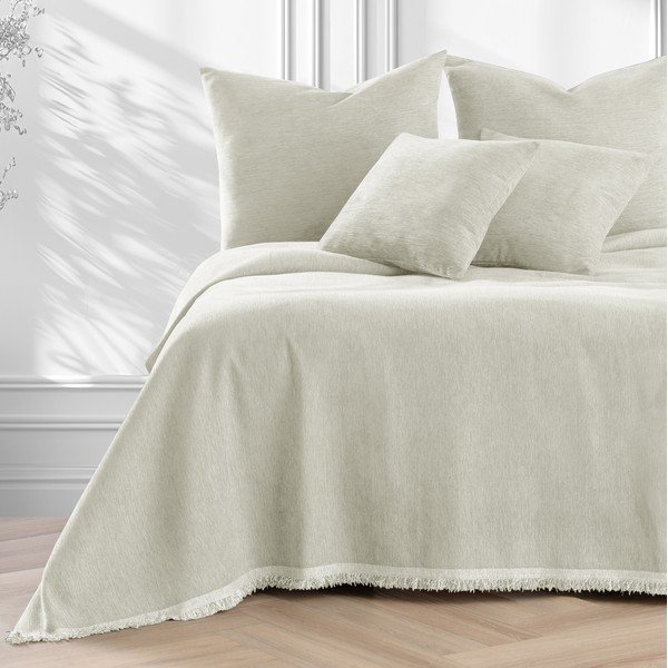 Copriletto color crema in ciniglia 220x240 cm Talo – Filumi-image-2