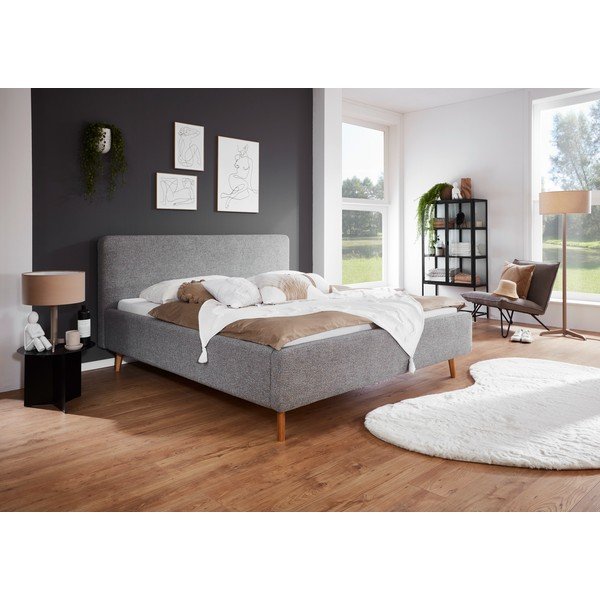 Letto matrimoniale imbottito grigio rete non inclusa 140x200 cm Mattis – Meise Möbel-image-1