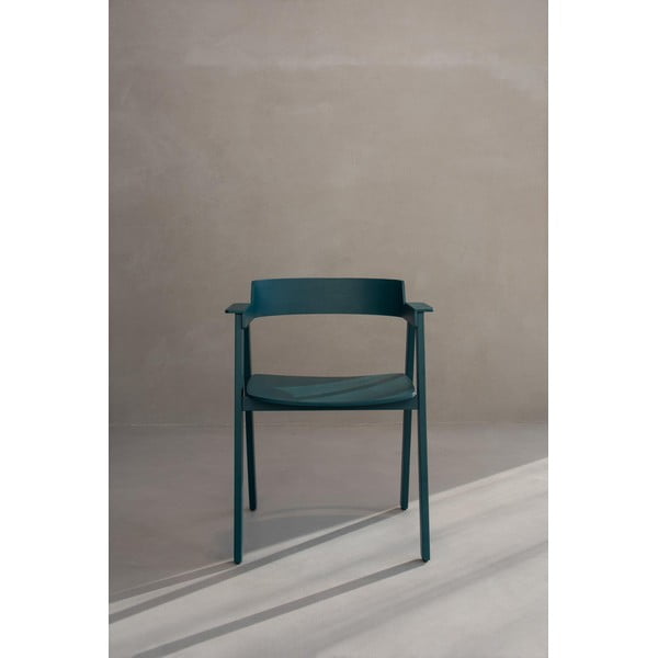 Sedia da pranzo color petrolio in rovere massiccio con braccioli Flip – Gazzda-image-4