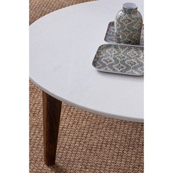 Tavolino da salotto bianco/di colore naturale con piano in marmo 50x70 cm Sylvester – Bizzotto-image-3